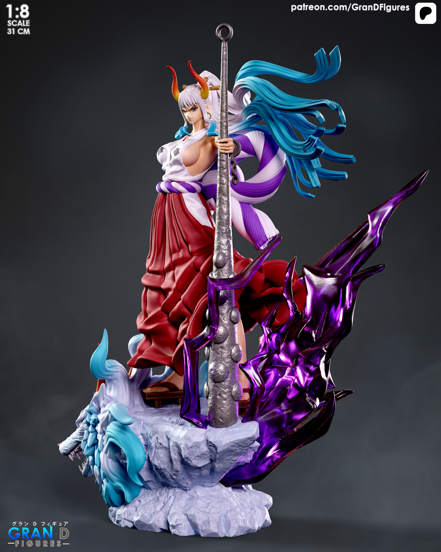Oni Princess Garage Kit - Mythical Wolf Statue 1:8 Scale - 3D Printed Legend Warrior Resin Figure