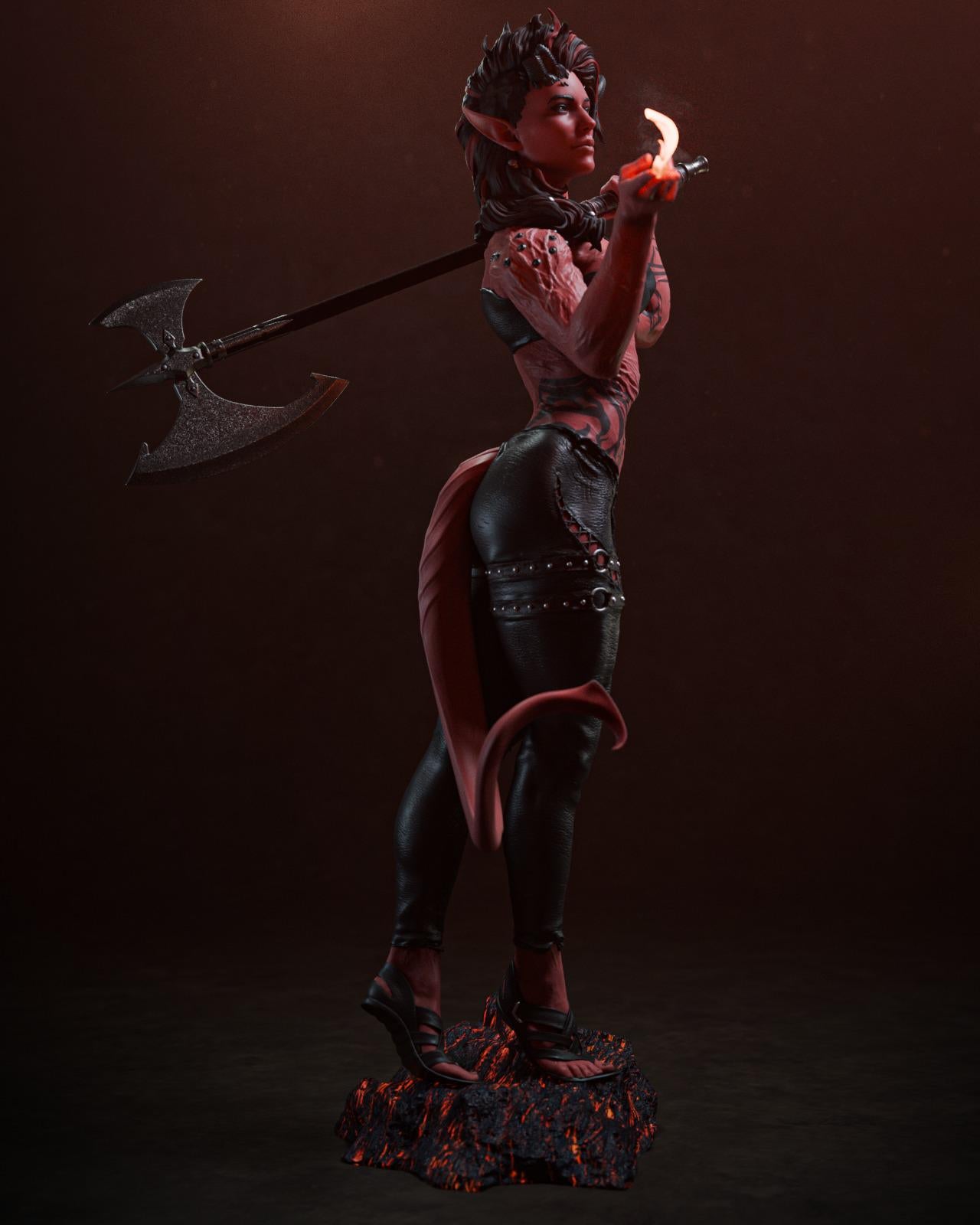 Infernal Barbarian Garage Kit - Hellish Outcast Statue 1:6 Scale - 3D Printed Horned Fury Resin Figure