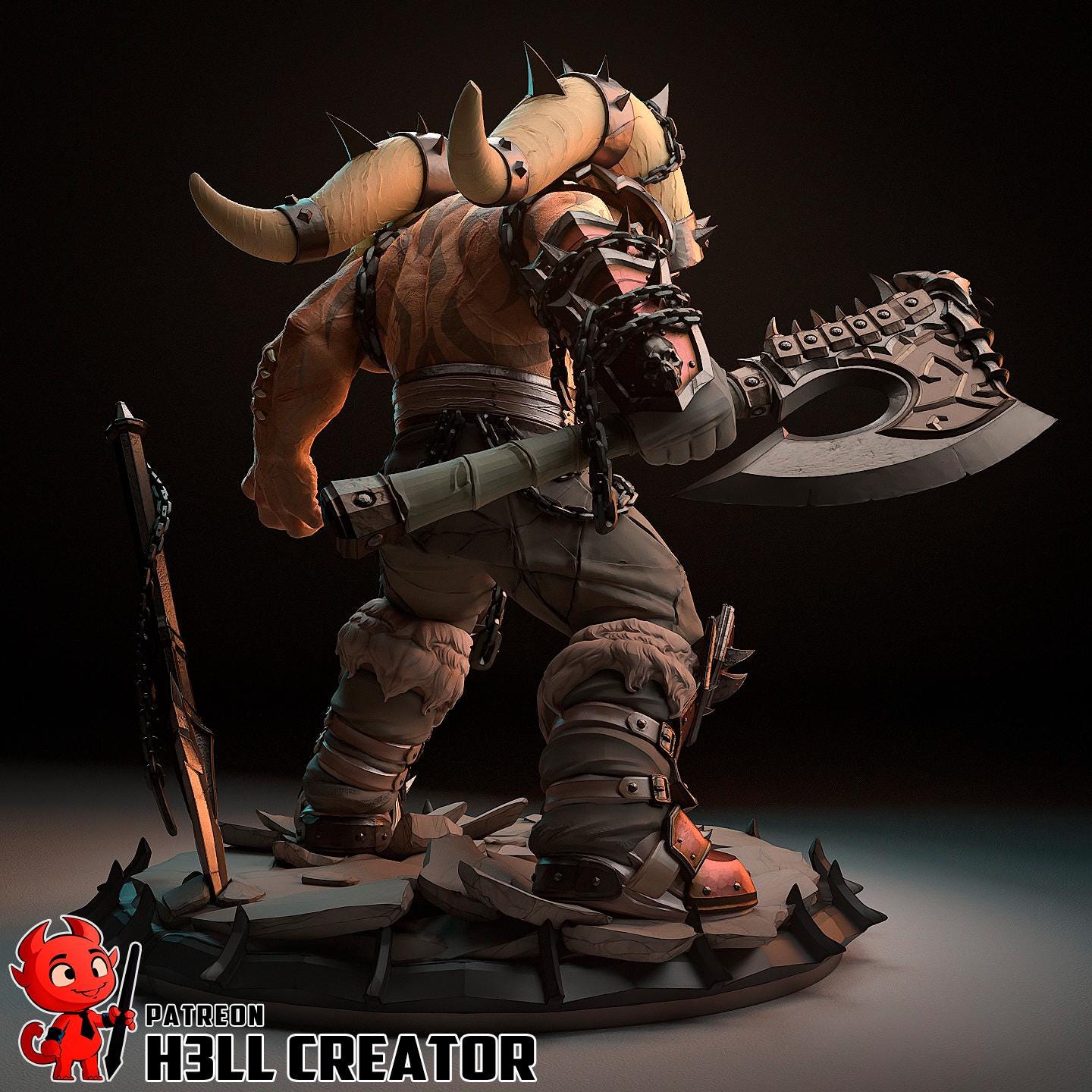 Brutal Warlord Garage Kit - Clan Chieftain Statue 1:14 Scale - 3D Printed Orc Conqueror Resin Figure