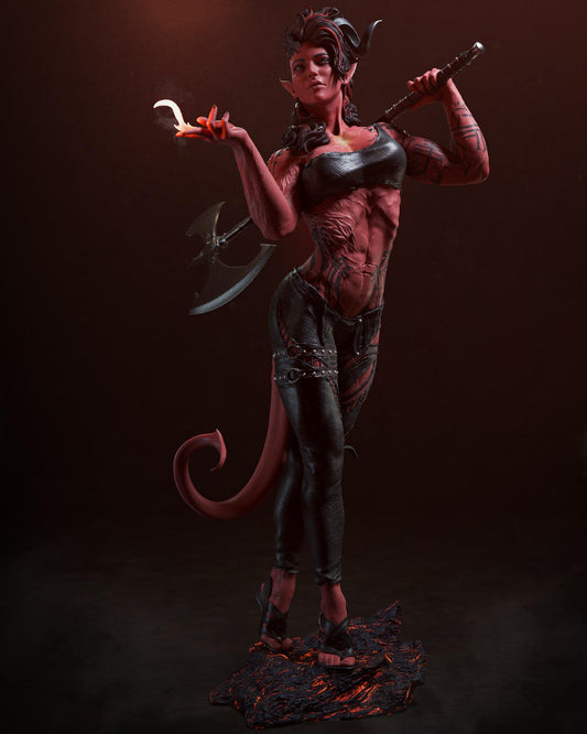 Infernal Barbarian Garage Kit - Hellish Outcast Statue 1:6 Scale - 3D Printed Horned Fury Resin Figure
