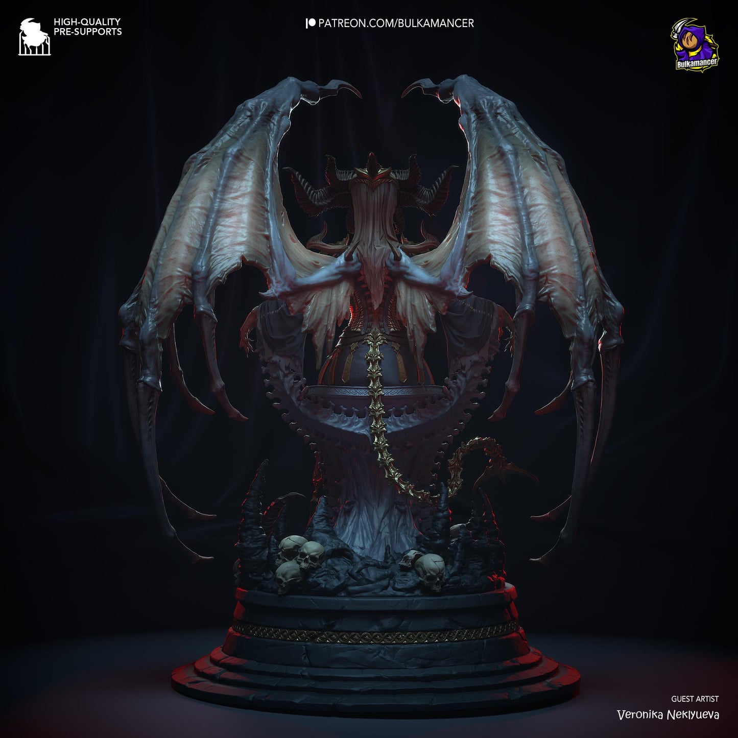 Mother of Demons Garage Kit | Succubus Matriarch Collectibles Statue 1:8 Scale | 3D Printed Dark Queen of Hell Resin Figure