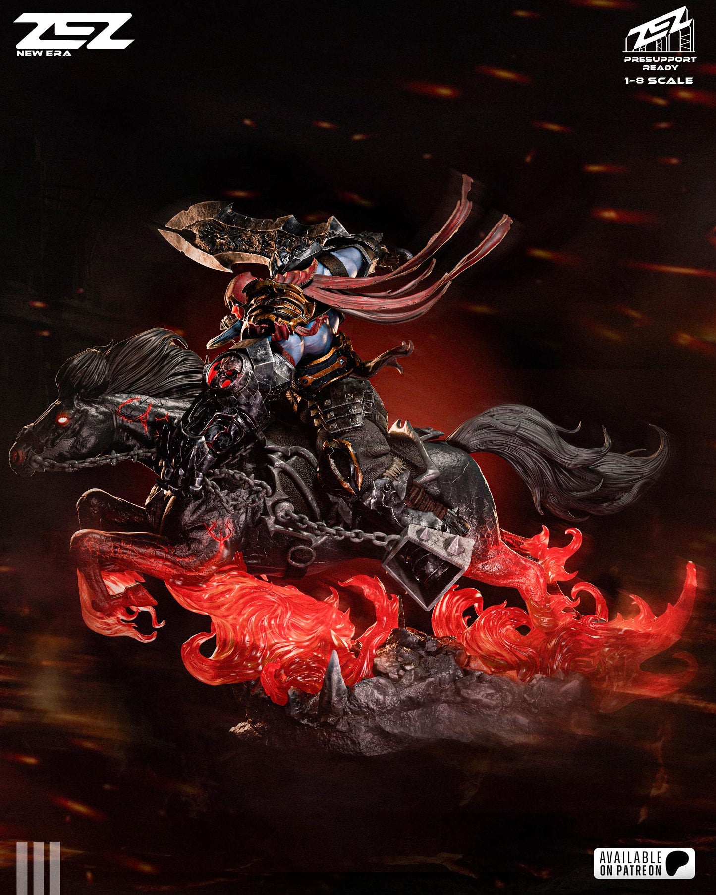 Aspect of War Garage Kit - Demonic Horseman Statue 1:8 Scale - 3D Printed Apocalyptic Harbinger Resin Figure