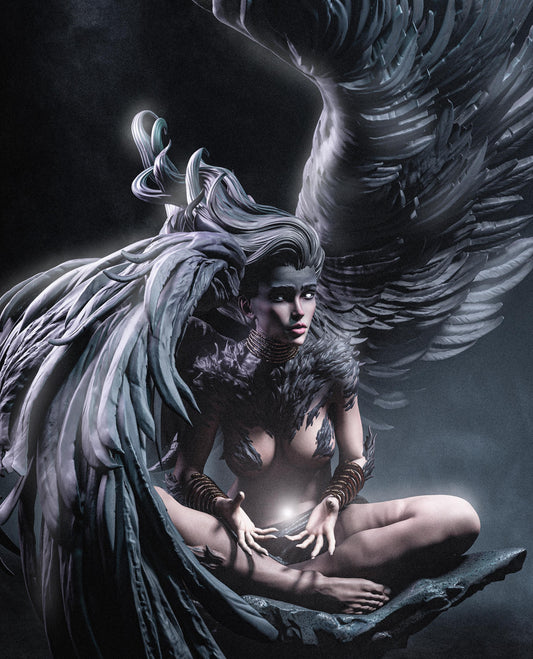 Mystical Sphinx Guardian Garage Kit - Celestial Riddle-Giver Statue 1:6 Scale - 3D Printed Ancient Myth Resin Figure