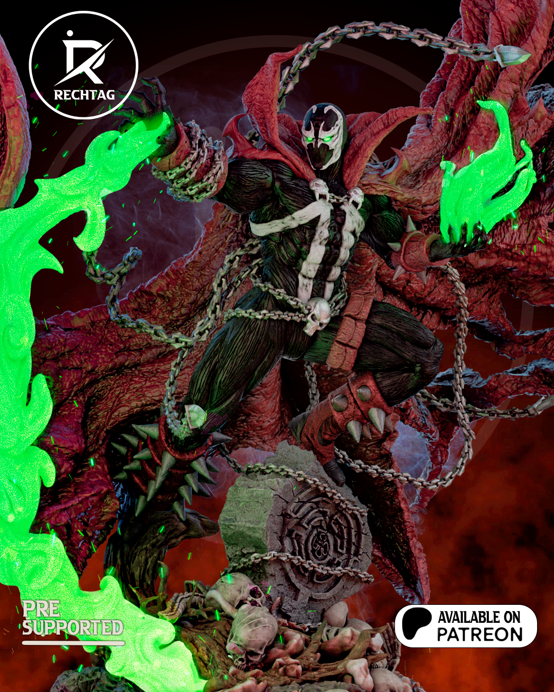 Hell-Warrior Garage Kit - Sinister Chain-Rider Statue 1:6 Scale - 3D Printed Skull-Legionnaire Resin Figure