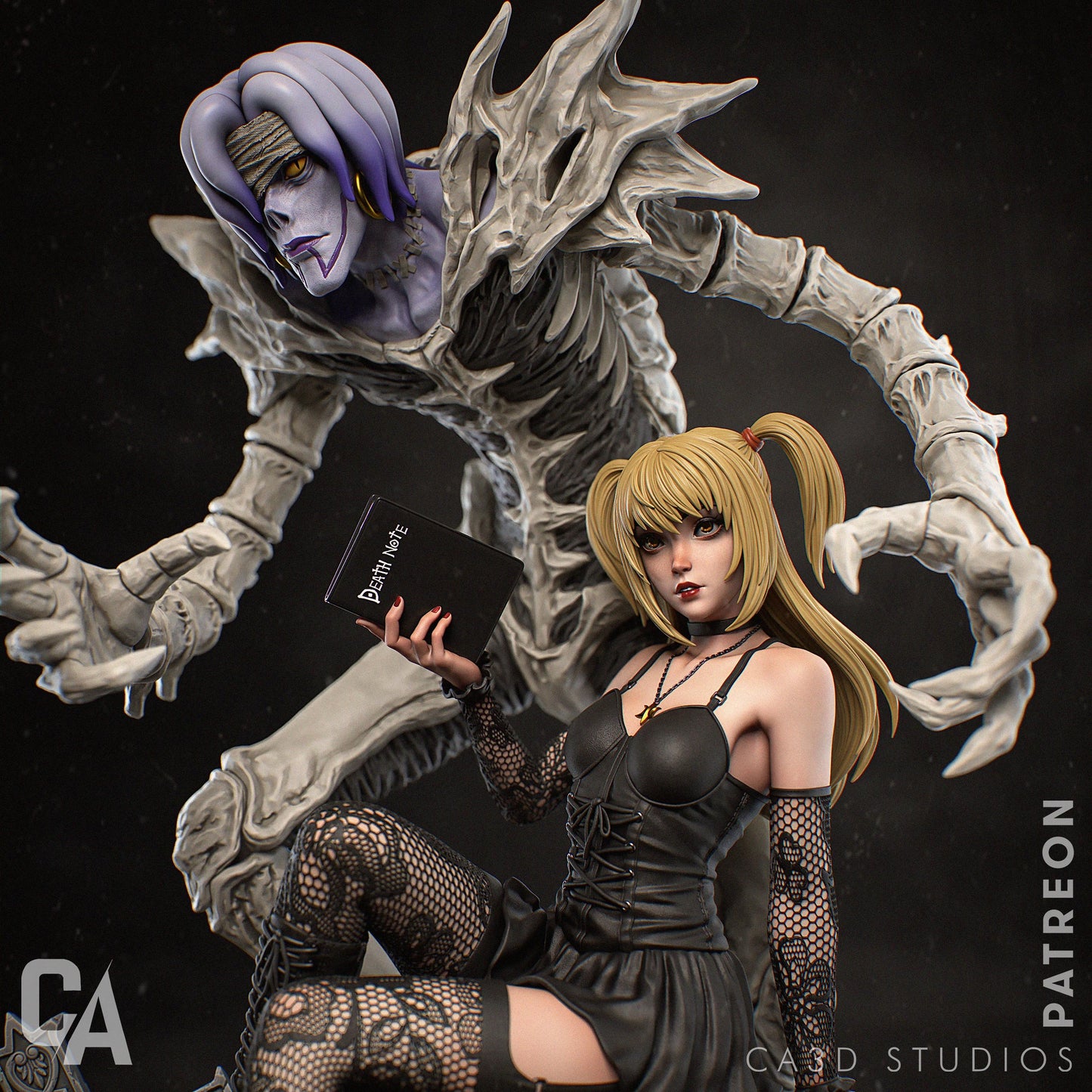 Gothic Note Maiden Garage Kit - Shinigami Shadow Diorama 1:6 Scale - 3D Printed Dark Idol Resin Figure