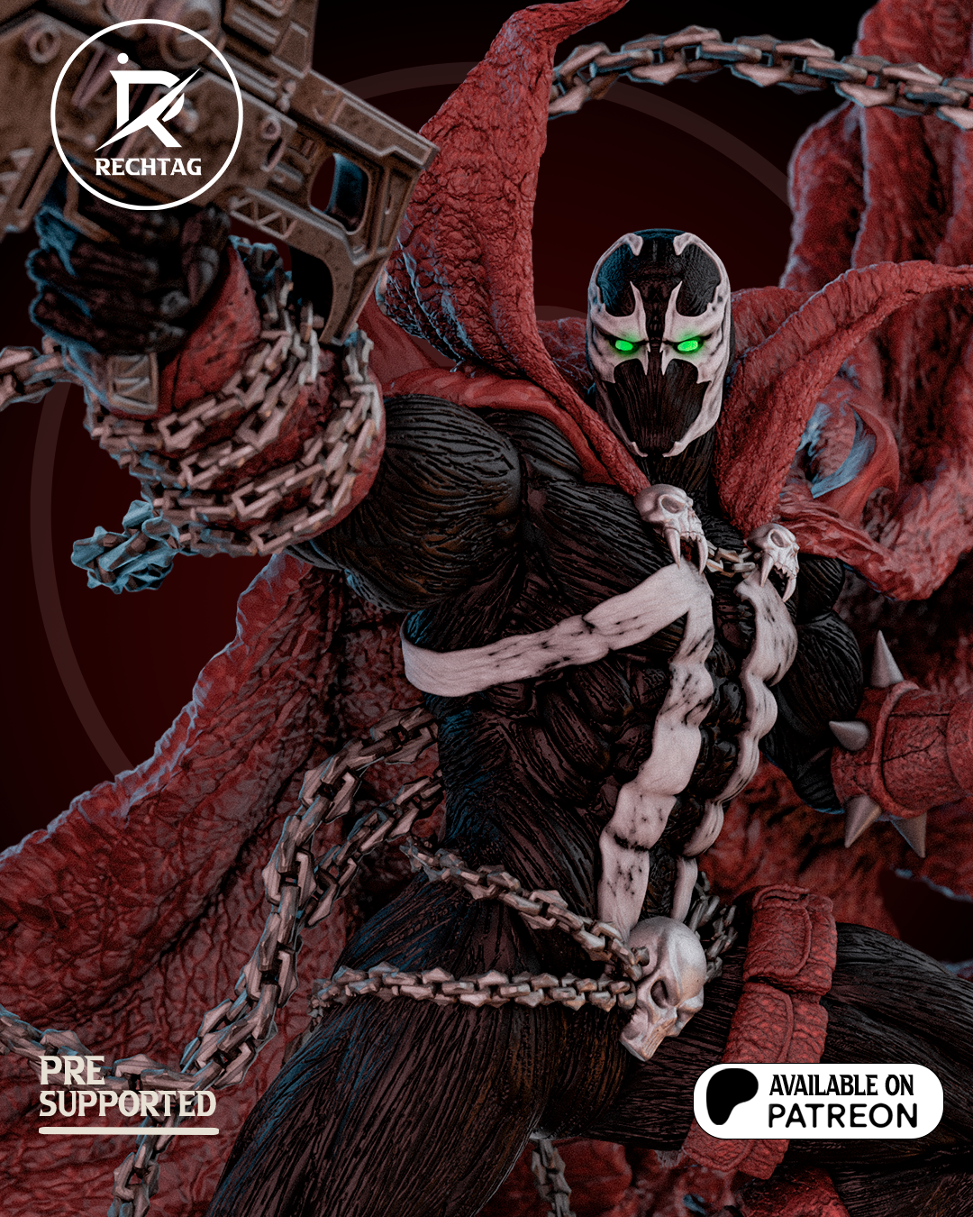 Hell-Warrior Garage Kit - Sinister Chain-Rider Statue 1:6 Scale - 3D Printed Skull-Legionnaire Resin Figure