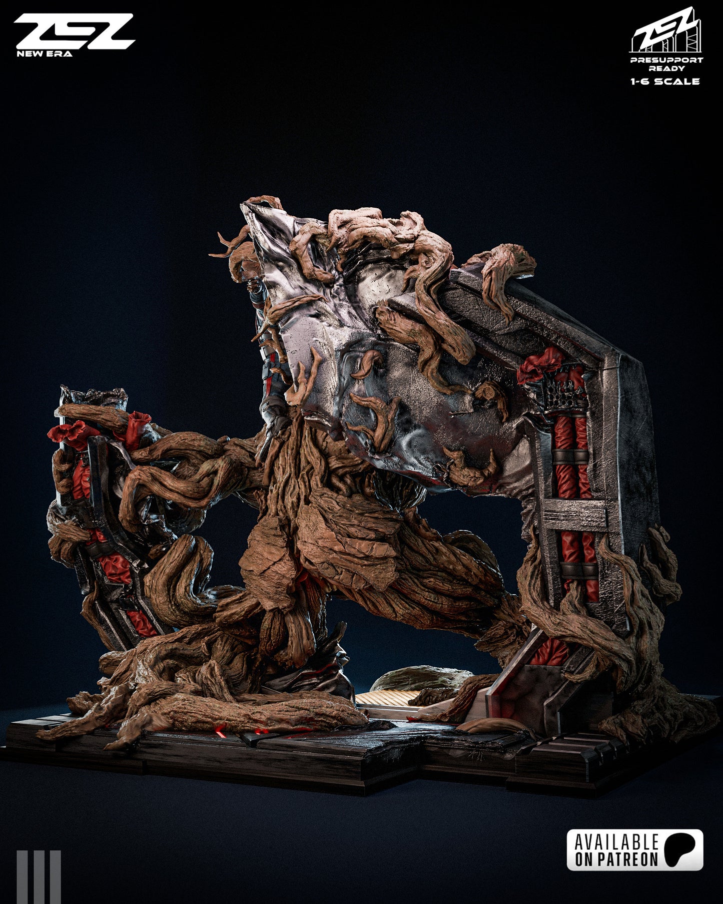 Galaktischer Baumriese & Cyber-Waschbär Garage Kit - Sternenverteidiger-Diorama im Maßstab 1:6 - 3D-gedruckte Zez Collectibles Harzfigur