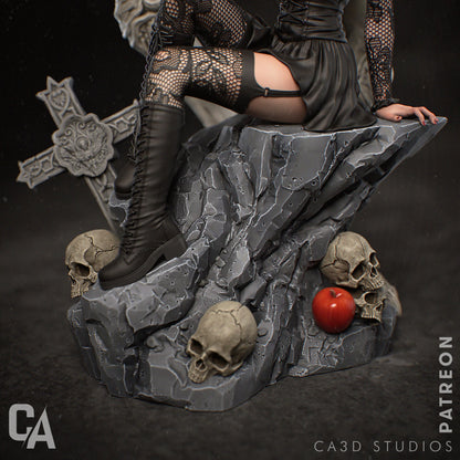 Gothic Note Maiden Garage Kit - Shinigami Shadow Diorama 1:6 Scale - 3D Printed Dark Idol Resin Figure