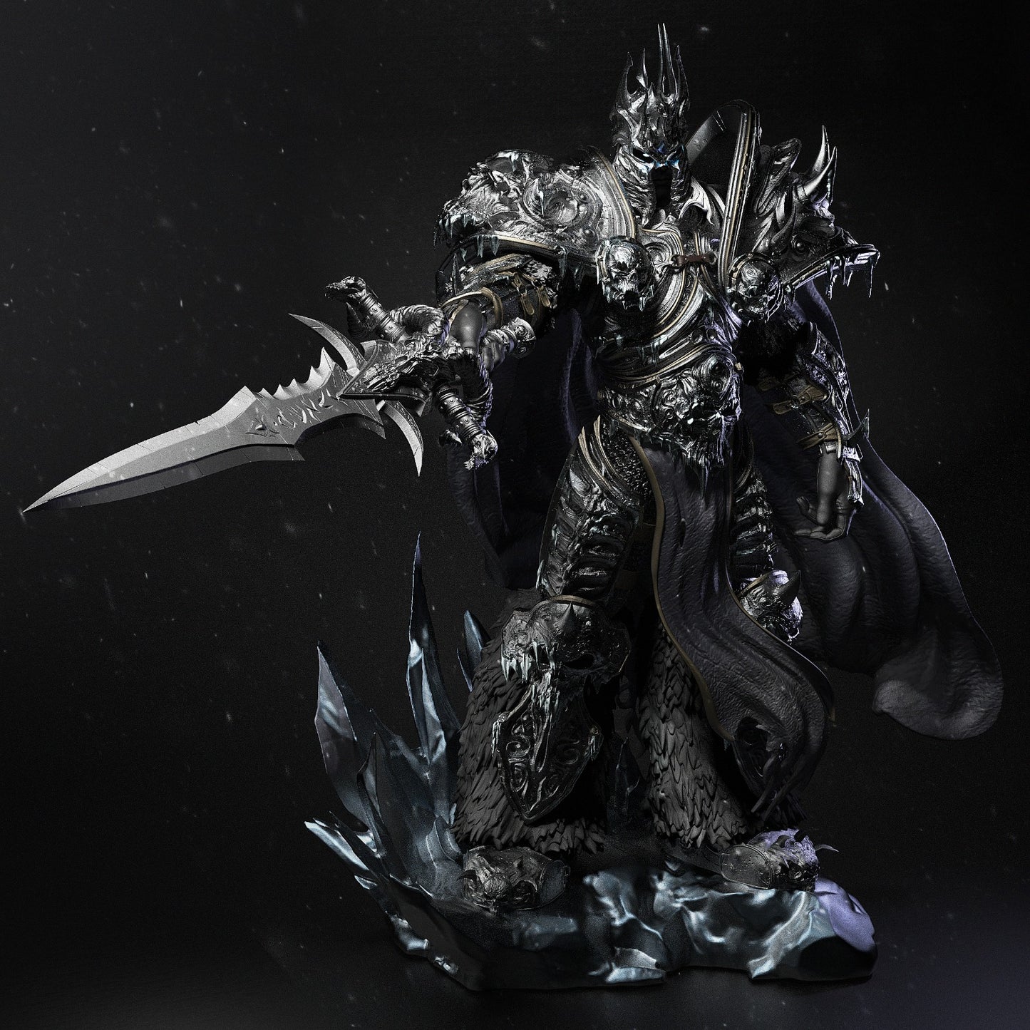 Undead Frost Monarch Garage Kit - Necrotic Sovereign Statue 1:8 & 1:12 Scale - 3D Printed Cursed Soul Warrior Resin Figure
