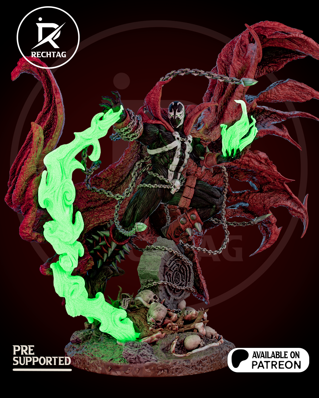 Hell-Warrior Garage Kit - Sinister Chain-Rider Statue 1:6 Scale - 3D Printed Skull-Legionnaire Resin Figure