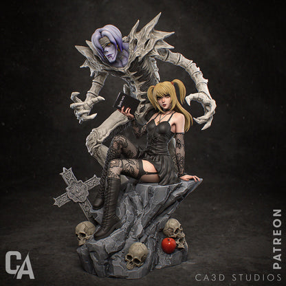 Gothic Note Maiden Garage Kit - Shinigami Shadow Diorama 1:6 Scale - 3D Printed Dark Idol Resin Figure