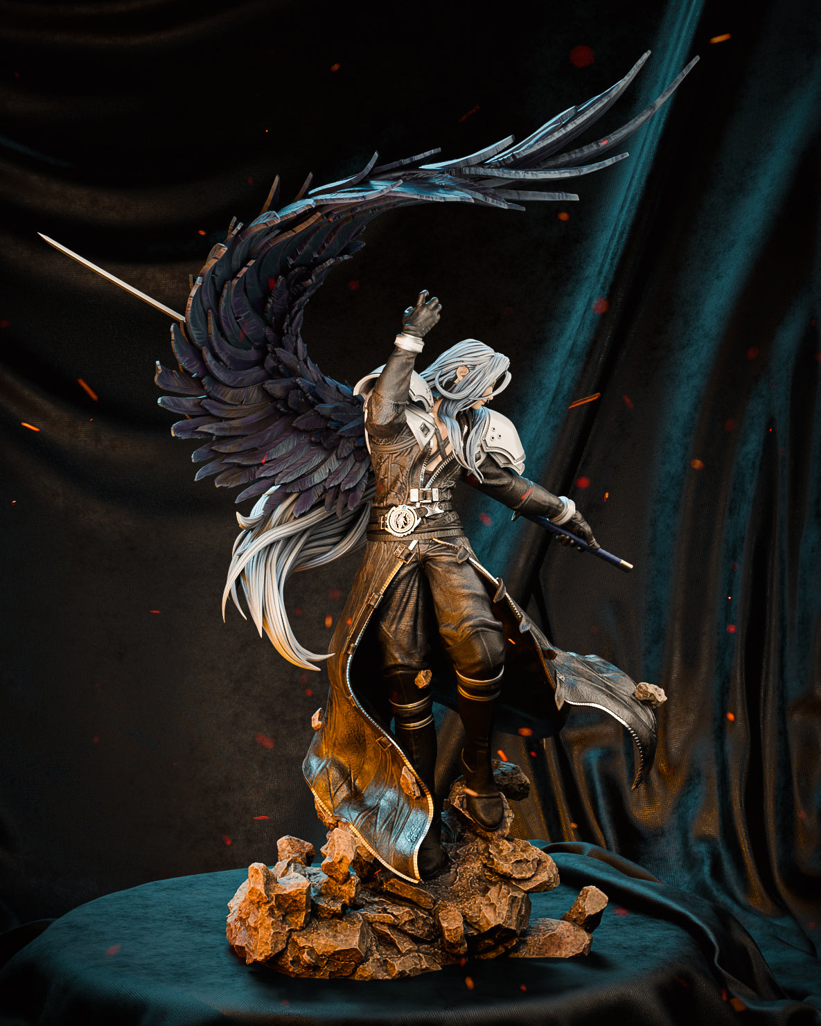Dark Seraph Garage Kit - Silver-Haired Fallen Hero Statue 1:6 Scale - 3D Printed Cosmic Blade Master Resin Figure