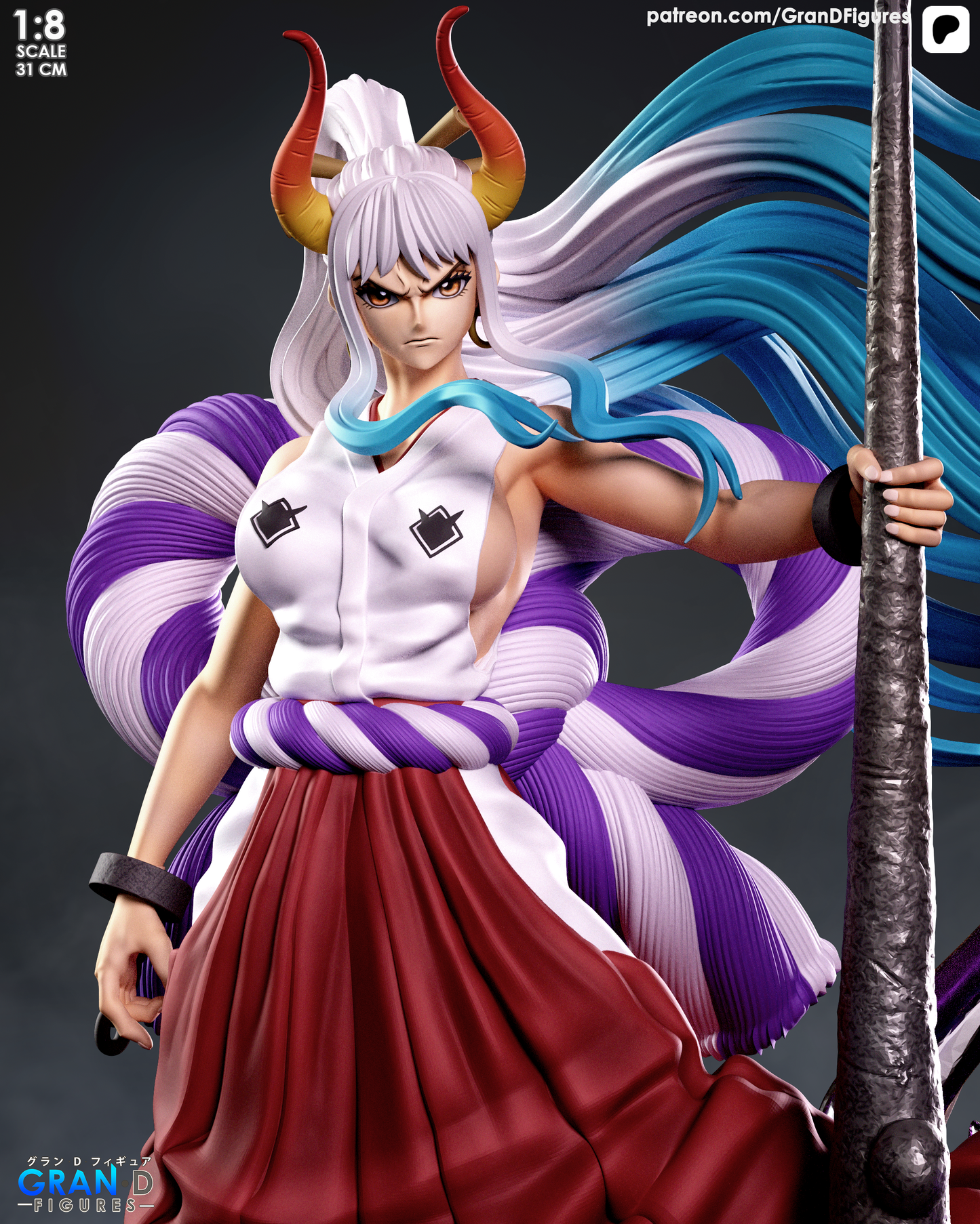 Oni Princess Garage Kit - Mythical Wolf Statue 1:8 Scale - 3D Printed Legend Warrior Resin Figure