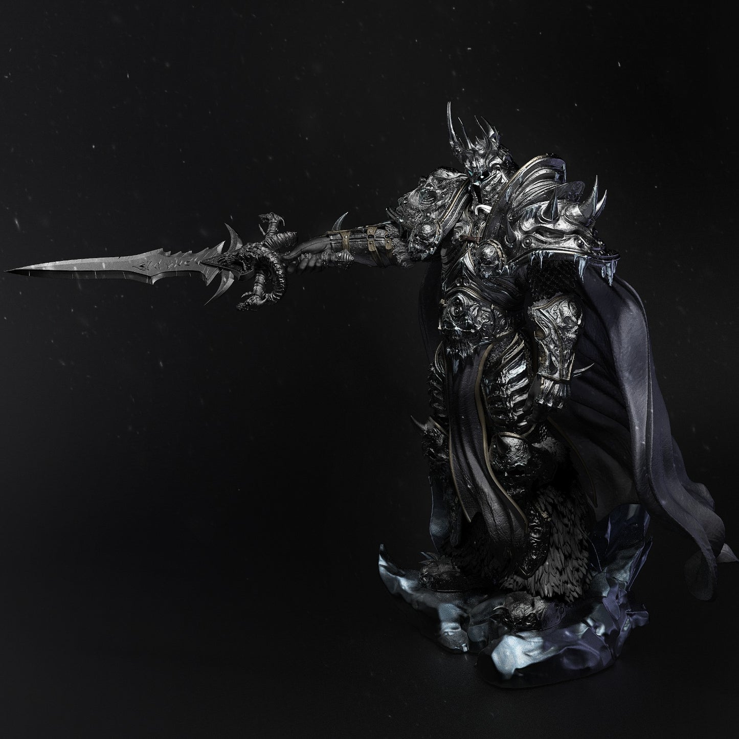 Undead Frost Monarch Garage Kit - Necrotic Sovereign Statue 1:8 & 1:12 Scale - 3D Printed Cursed Soul Warrior Resin Figure