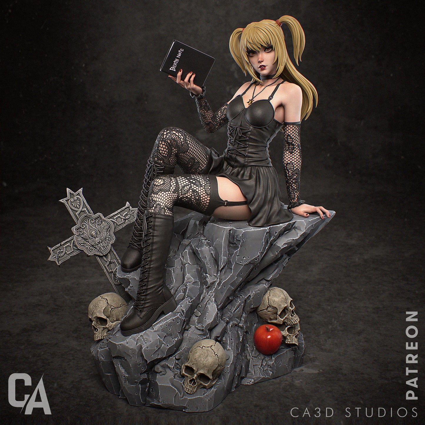 Gothic Note Maiden Garage Kit - Shinigami Shadow Diorama 1:6 Scale - 3D Printed Dark Idol Resin Figure