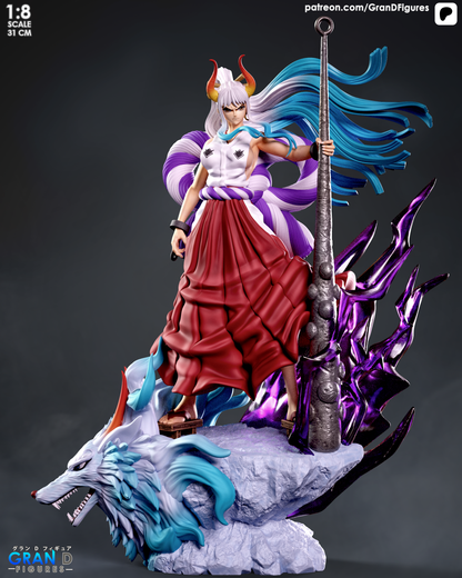 Oni Princess Garage Kit - Mythical Wolf Statue 1:8 Scale - 3D Printed Legend Warrior Resin Figure