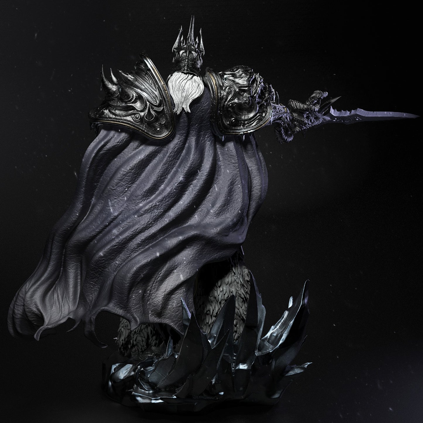 Undead Frost Monarch Garage Kit - Necrotic Sovereign Statue 1:8 & 1:12 Scale - 3D Printed Cursed Soul Warrior Resin Figure