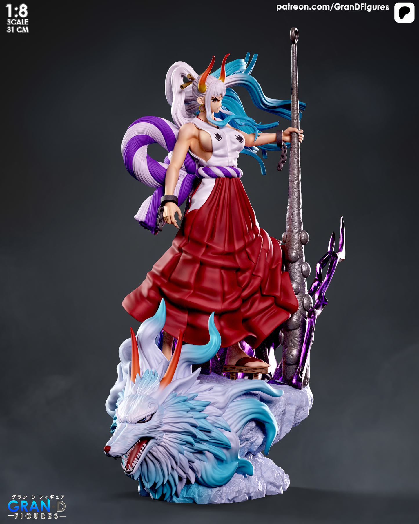 Oni Princess Garage Kit - Mythical Wolf Statue 1:8 Scale - 3D Printed Legend Warrior Resin Figure