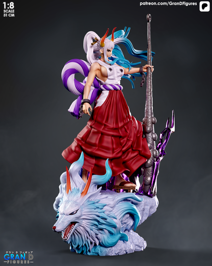 Oni Princess Garage Kit - Mythical Wolf Statue 1:8 Scale - 3D Printed Legend Warrior Resin Figure