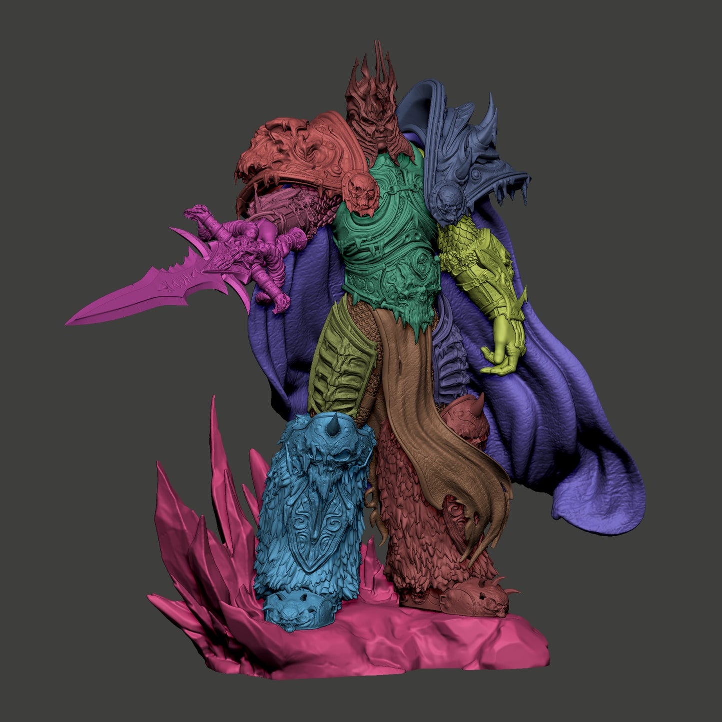 Undead Frost Monarch Garage Kit - Necrotic Sovereign Statue 1:8 & 1:12 Scale - 3D Printed Cursed Soul Warrior Resin Figure