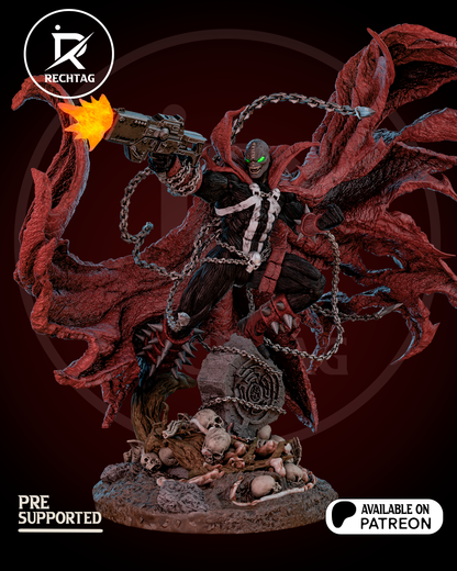 Hell-Warrior Garage Kit - Sinister Chain-Rider Statue 1:6 Scale - 3D Printed Skull-Legionnaire Resin Figure