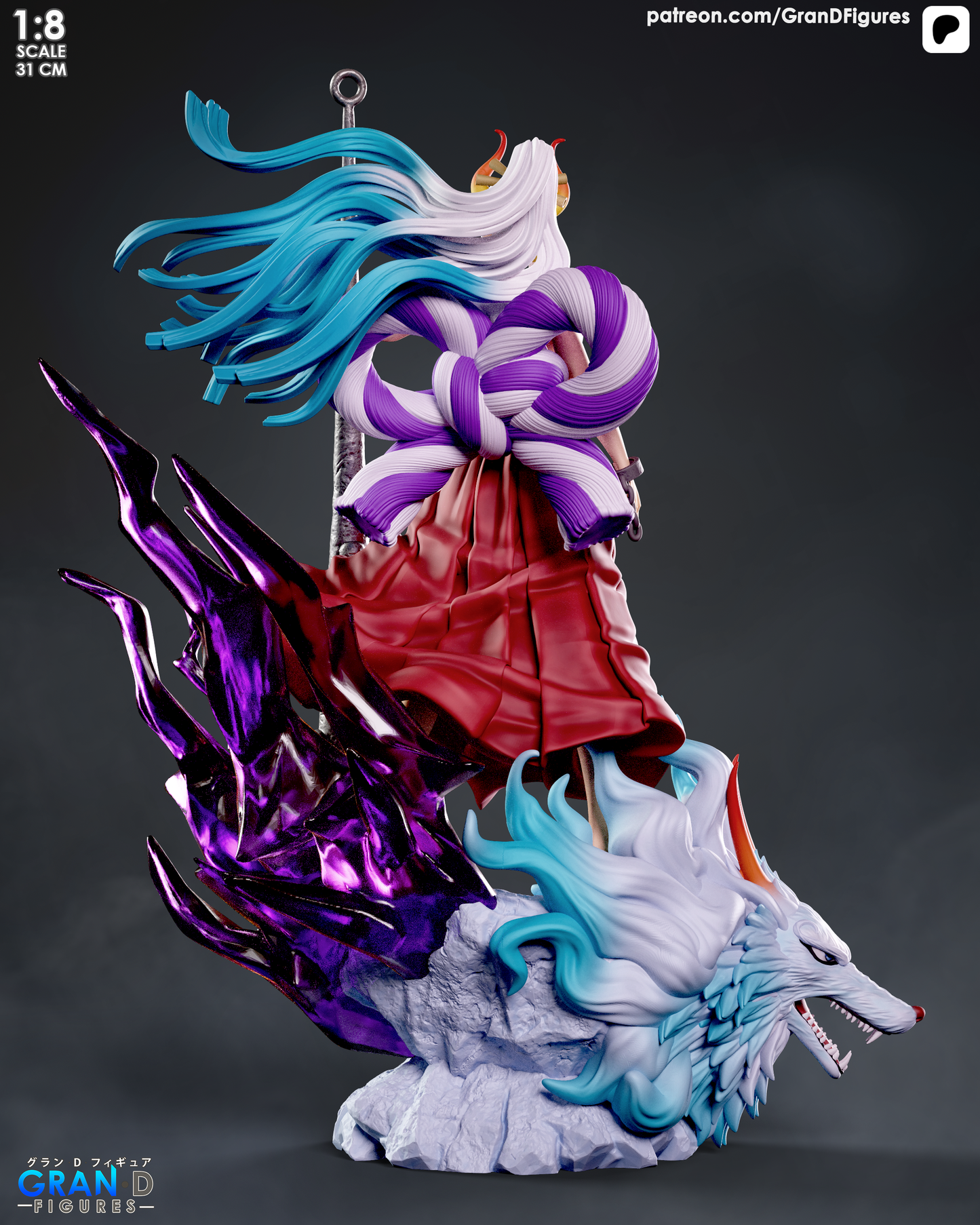 Oni Princess Garage Kit - Mythical Wolf Statue 1:8 Scale - 3D Printed Legend Warrior Resin Figure