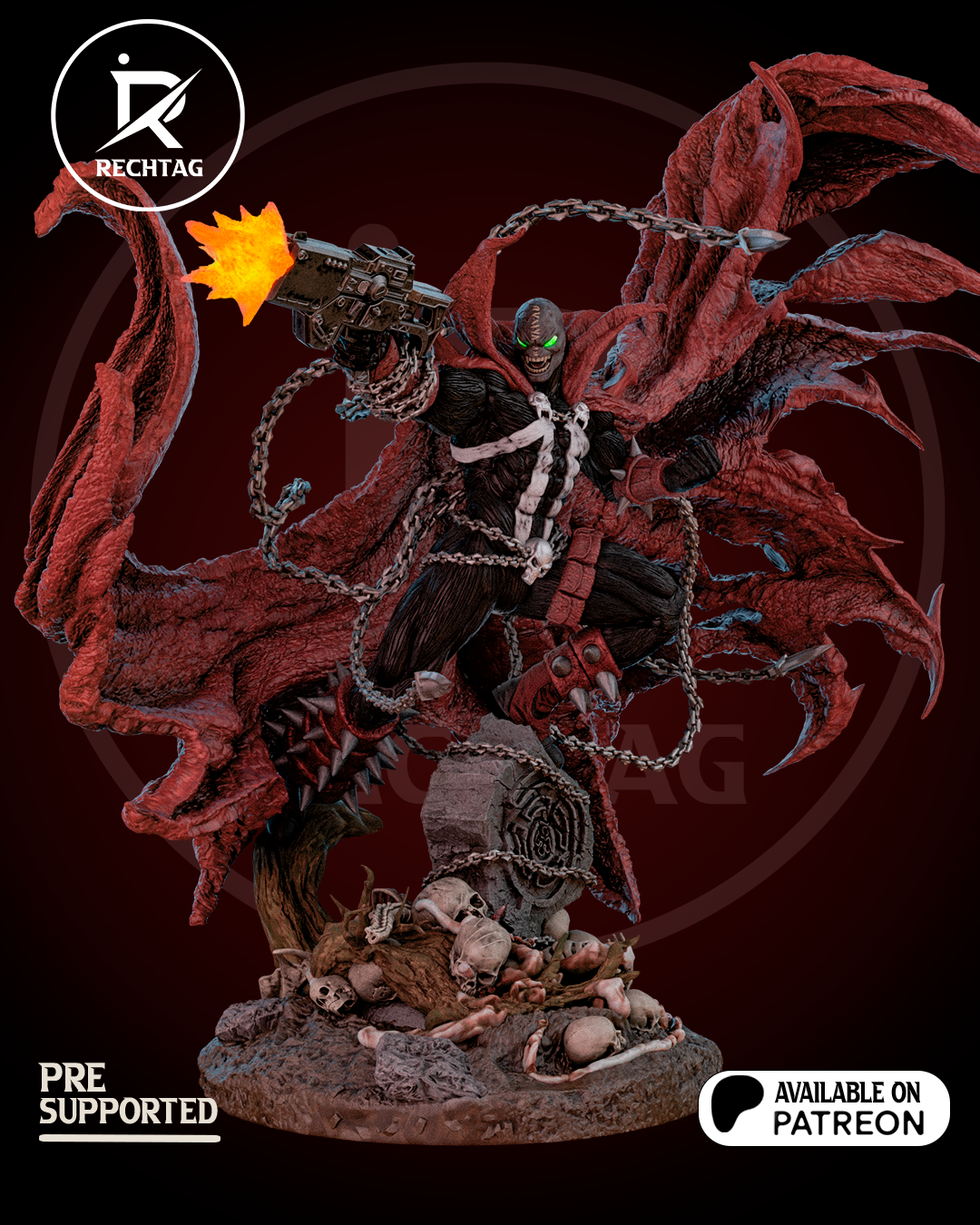 Hell-Warrior Garage Kit - Sinister Chain-Rider Statue 1:6 Scale - 3D Printed Skull-Legionnaire Resin Figure