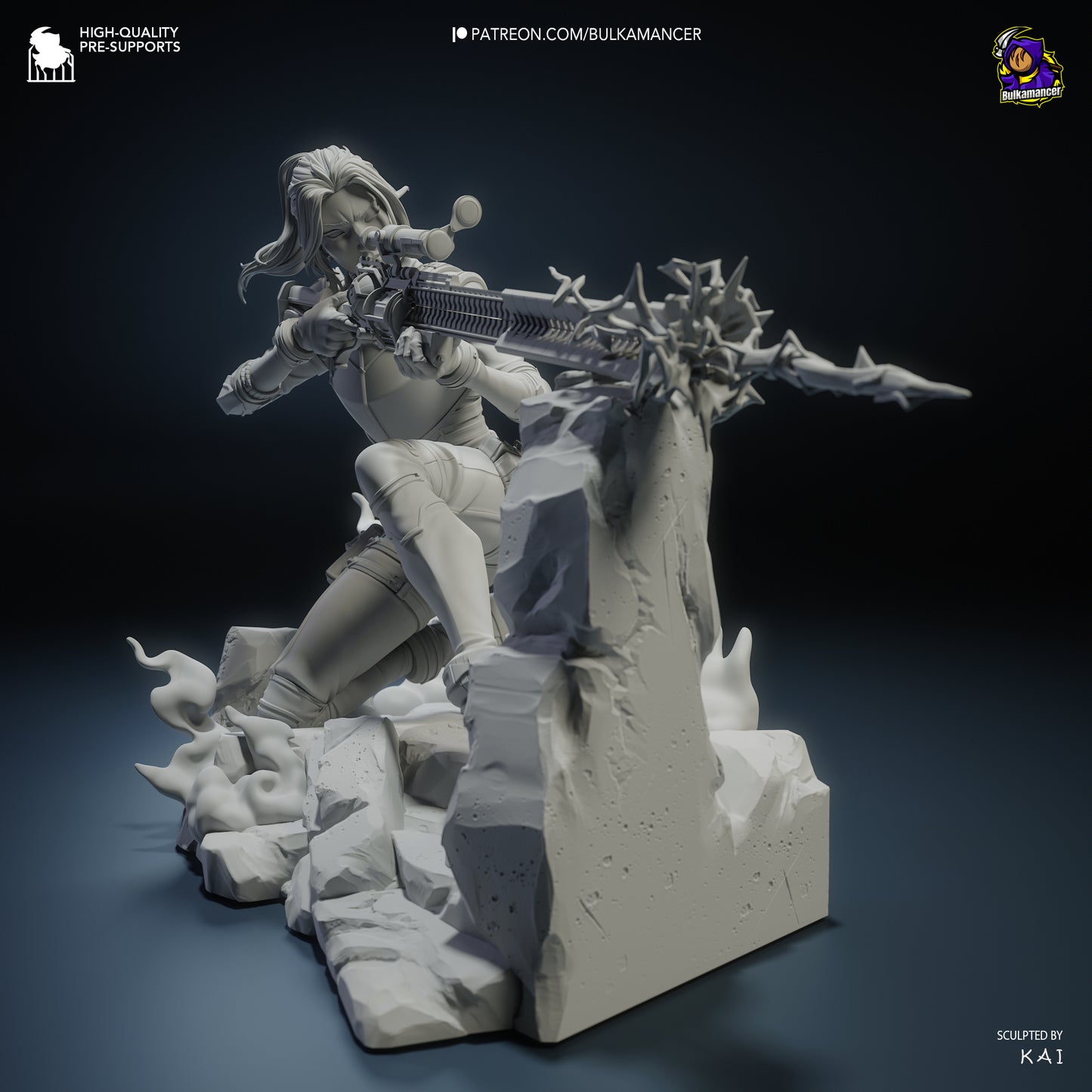 City Enforcer Garage Kit - 1:8 Scale Sniper Guard Statue - 3D Printed Steampunk Detective Resin Figure