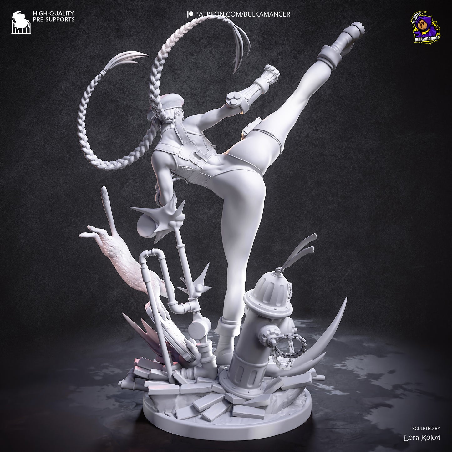Delta-Agentin Garage Kit - Zopf-Stürmerin Statue im Maßstab 1:8 - 3D-gedruckte Kampfsport-Harzfigur