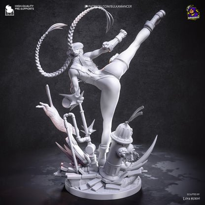 Delta-Agentin Garage Kit - Zopf-Stürmerin Statue im Maßstab 1:8 - 3D-gedruckte Kampfsport-Harzfigur