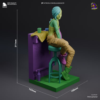 Techno-Rebel Garage Kit - Neon Specialist Statue 1:8 Scale - 3D Printed Cyber-City Techie Resin Figure