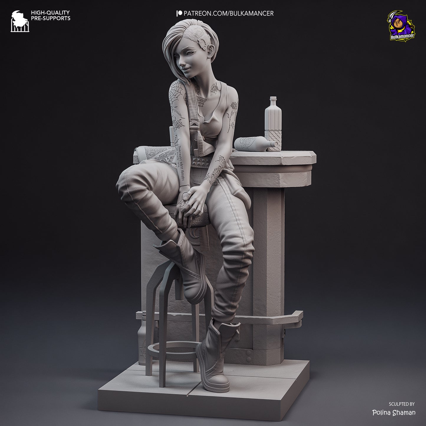 Techno-Rebel Garage Kit - Neon Specialist Statue 1:8 Scale - 3D Printed Cyber-City Techie Resin Figure