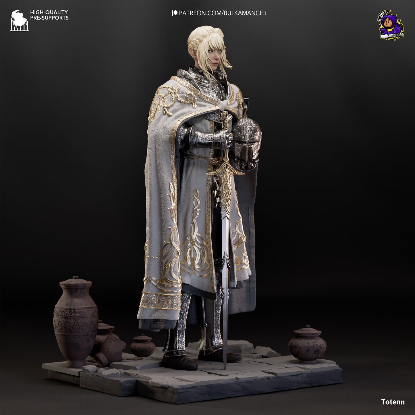 Eingeschworene Duellantin Garage Kit - Treue Ritterin der Schattenlande im Maßstab 1:8 - 3D-gedruckte Bulkamancer Harzfigur