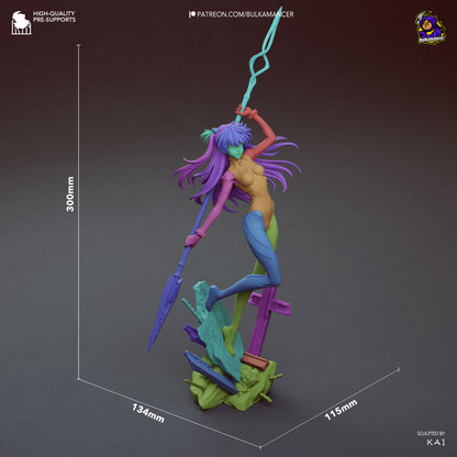 Purpurne Pilotin Garage Kit - Feurige Mecha-Pilotin im Maßstab 1:8 - 3D-gedruckte Bulkamancer Harzfigur