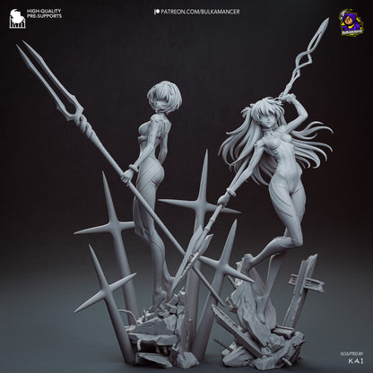 Purpurne Pilotin Garage Kit - Feurige Mecha-Pilotin im Maßstab 1:8 - 3D-gedruckte Bulkamancer Harzfigur