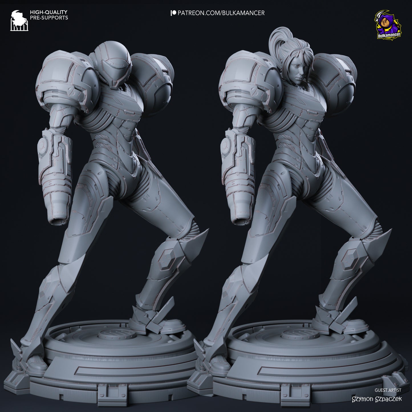 Intergalactic Bounty Hunter Garage Kit - Tech-Armor Warrior Statue 1:8 Scale - 3D Printed Sci-Fi Heroine Resin Figure