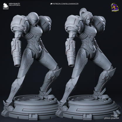 Intergalactic Bounty Hunter Garage Kit - Tech-Armor Warrior Statue 1:8 Scale - 3D Printed Sci-Fi Heroine Resin Figure