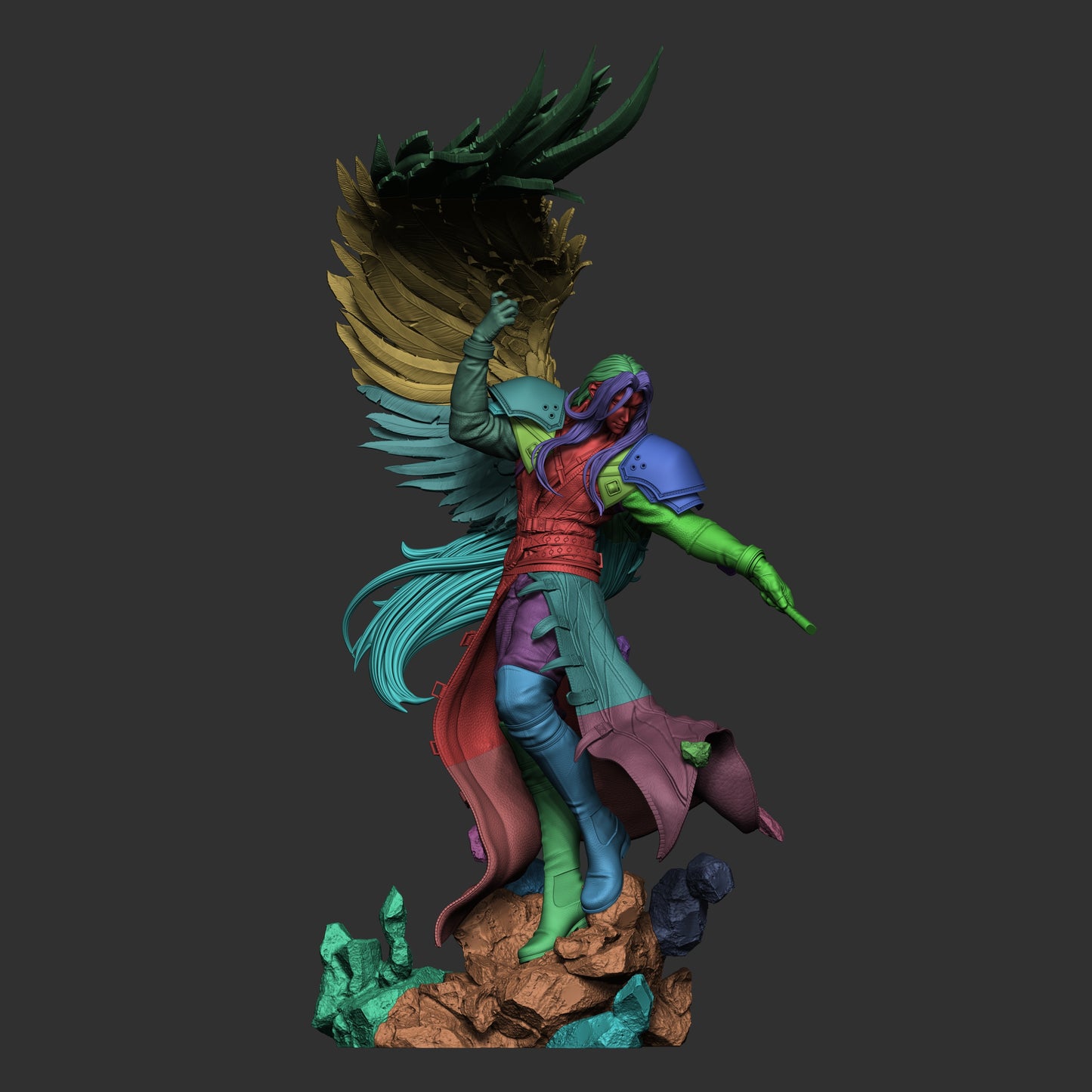 Dark Seraph Garage Kit - Silver-Haired Fallen Hero Statue 1:6 Scale - 3D Printed Cosmic Blade Master Resin Figure