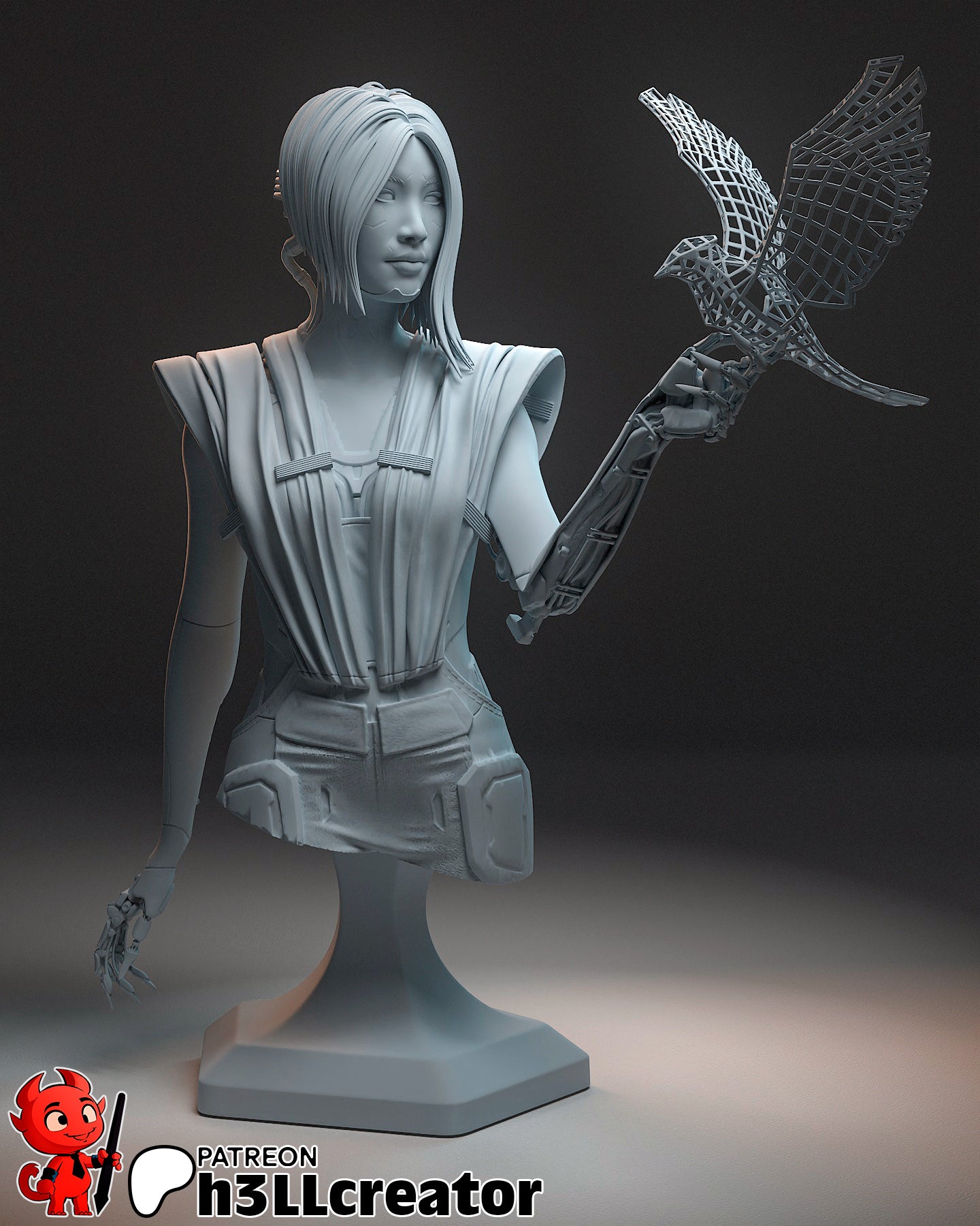 Shadow Intelligence Garage Kit - Digital Ghost Statue & Bust 1:10 Scale - 3D Printed Cyber-Spy Resin Figure