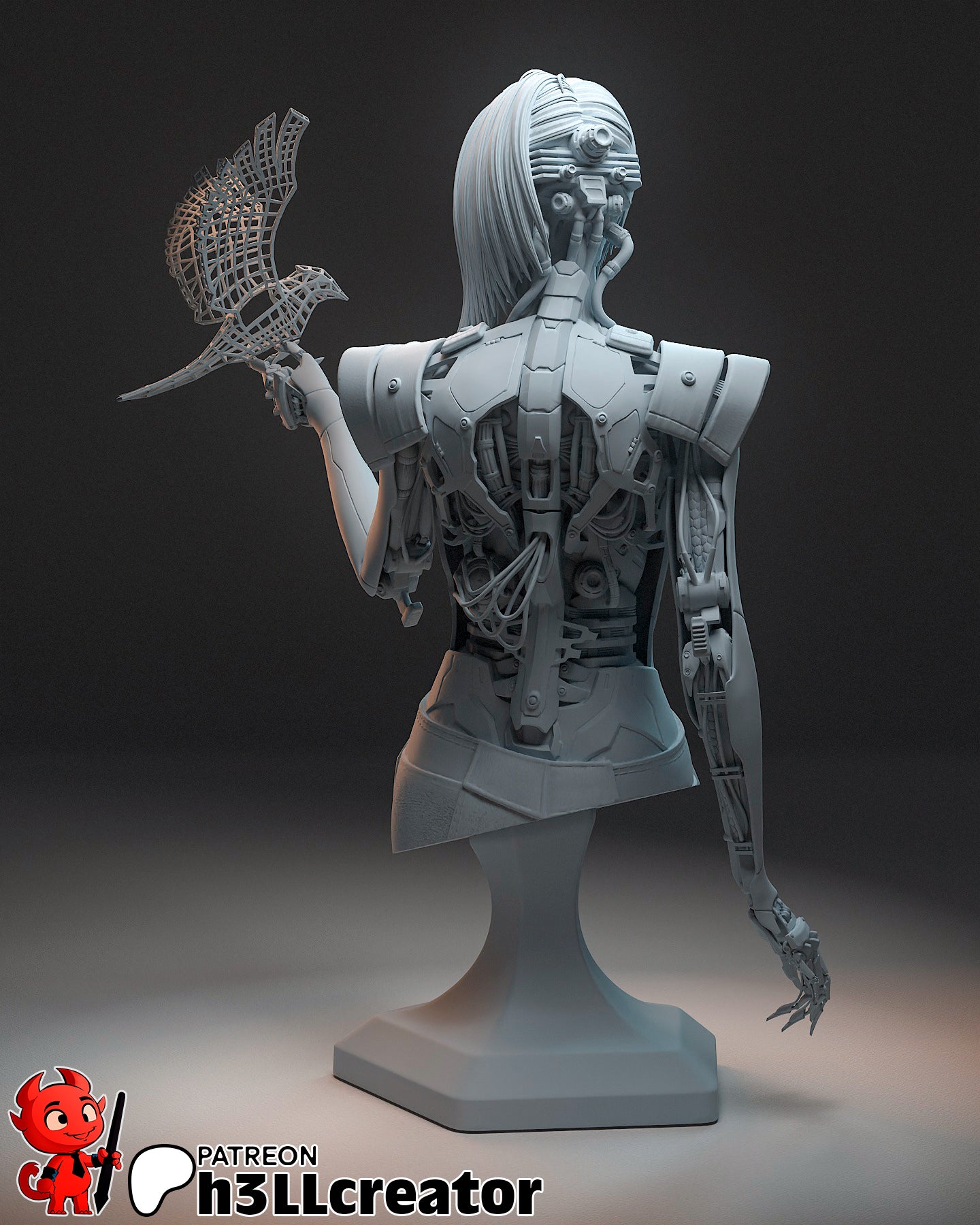 Shadow Intelligence Garage Kit - Digital Ghost Statue & Bust 1:10 Scale - 3D Printed Cyber-Spy Resin Figure