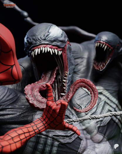 Netz-Vigilant vs Schatten-Symbiont Garage Kit & Büsten - Dächer-Duell Diorama - 3D-gedruckte Tanuki Figures Harzfigur