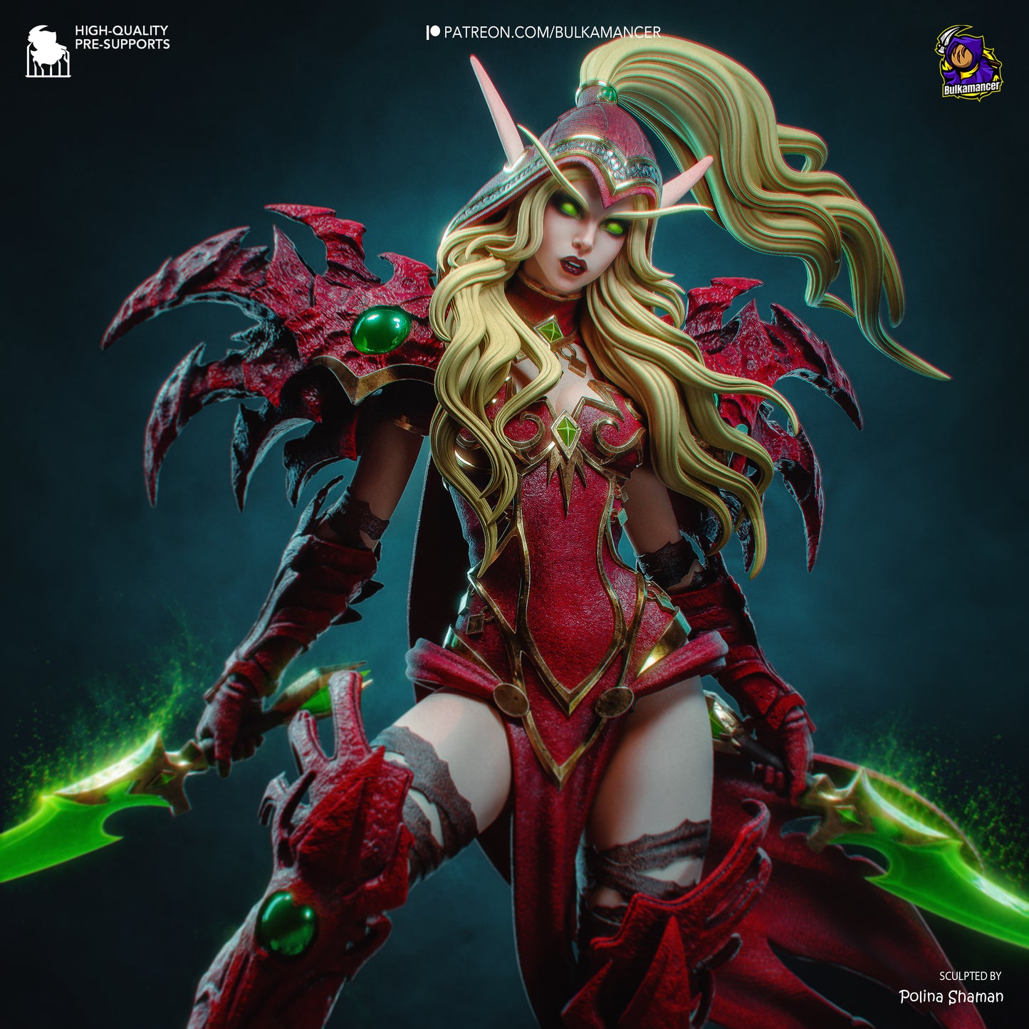 Crimson Shadow Garage Kit - Sovereign Elf Assassin Statue 1:8 Scale - 3D Printed Deadly Elven Resin Figure