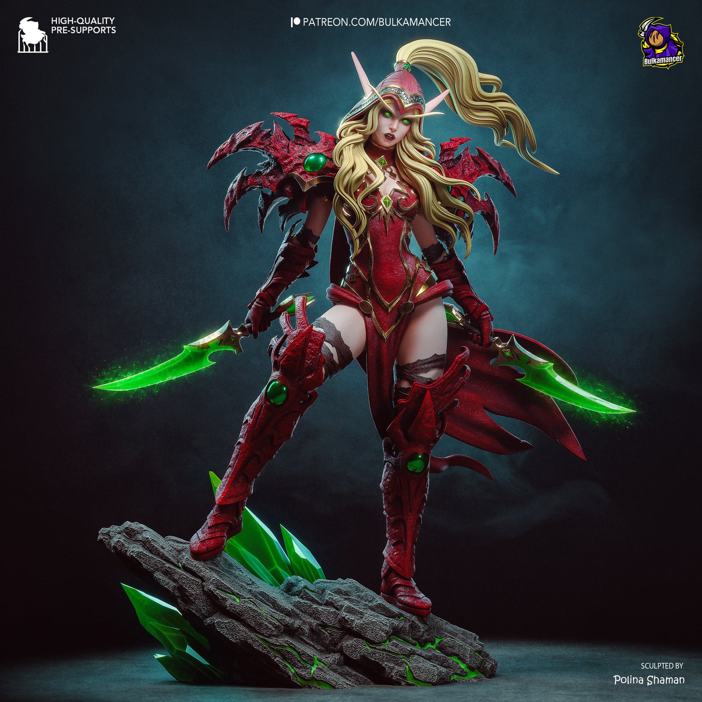 Crimson Shadow Garage Kit - Sovereign Elf Assassin Statue 1:8 Scale - 3D Printed Deadly Elven Resin Figure