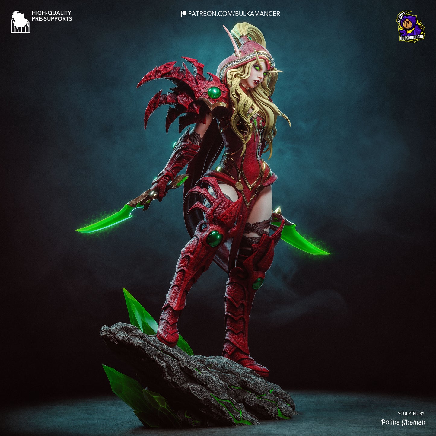 Crimson Shadow Garage Kit - Sovereign Elf Assassin Statue 1:8 Scale - 3D Printed Deadly Elven Resin Figure