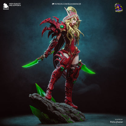 Crimson Shadow Garage Kit - Sovereign Elf Assassin Statue 1:8 Scale - 3D Printed Deadly Elven Resin Figure