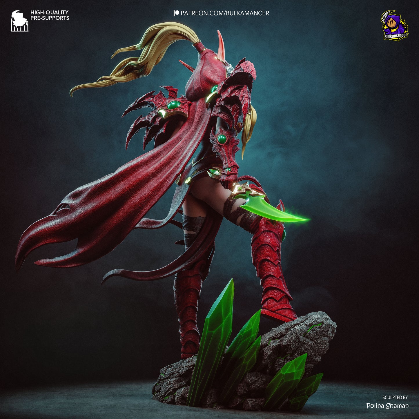 Crimson Shadow Garage Kit - Sovereign Elf Assassin Statue 1:8 Scale - 3D Printed Deadly Elven Resin Figure