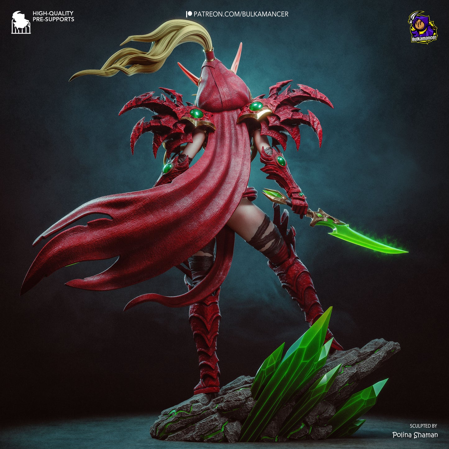 Crimson Shadow Garage Kit - Sovereign Elf Assassin Statue 1:8 Scale - 3D Printed Deadly Elven Resin Figure