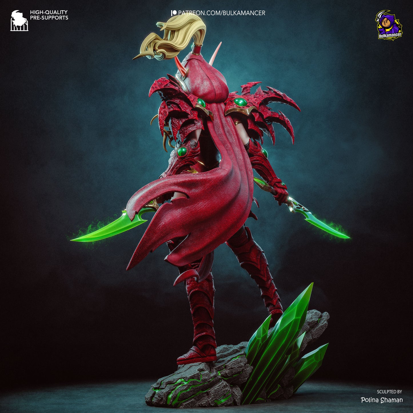 Crimson Shadow Garage Kit - Sovereign Elf Assassin Statue 1:8 Scale - 3D Printed Deadly Elven Resin Figure