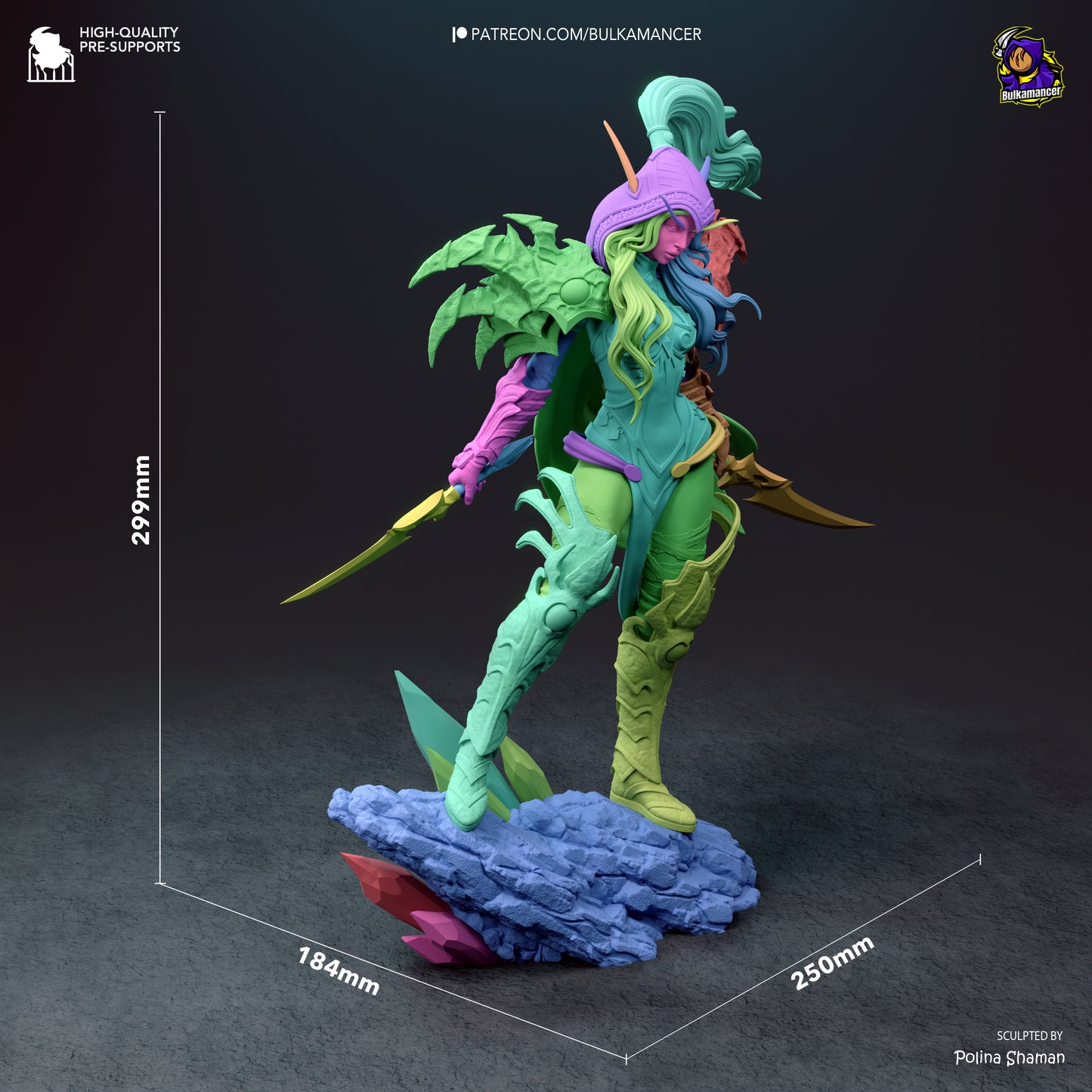 Crimson Shadow Garage Kit - Sovereign Elf Assassin Statue 1:8 Scale - 3D Printed Deadly Elven Resin Figure
