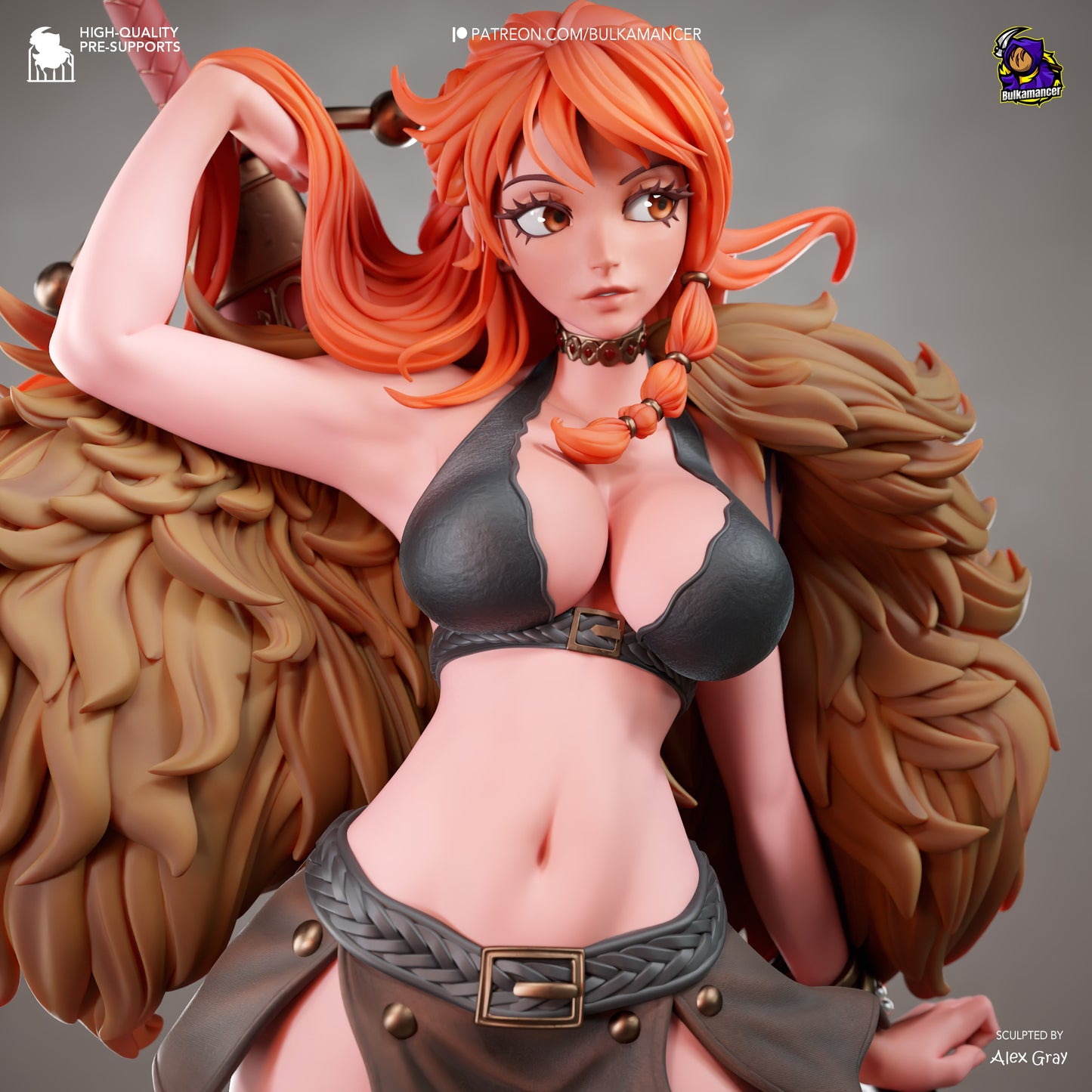 Wetterkönigin-Navigatorin Garage Kit - Walküren-Piratin im Maßstab 1:8 - 3D-gedruckte Bulkamancer Harzfigur